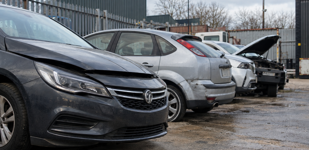 A yard with used cars. Vehicle transport business.